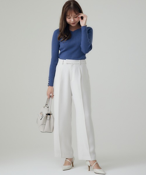 12Twelve Agenda（トゥエルブ　アジェンダ）の「ハートネック袖口アソートパールリブニットプルオーバー（ニット/セーター・レディース・ベージュ/オフホワイト/チャコールグレー/ブルー/ピンク/ブラック/サックスブルー/ピンク系その他・M）」の22枚目の写真