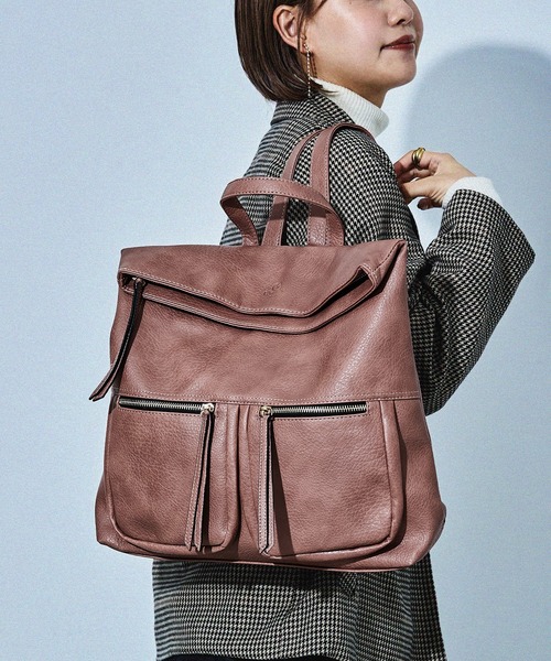 D.KELLY(ディーケリー)の「【D.KELLY】折り返しデザインリュック リュック レディース 大容量 リュックサック バッグパック きれいめ マザーズバッグ ママバッグ ママリュック メンズ(バックパック/リュック・レディース・アイボリー/グレー/ピンク/ブラック/ブルー・ONE SIZE)」の9枚目の写真