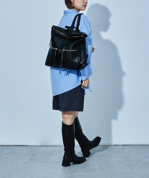 D.KELLY(ディーケリー)の「【D.KELLY】折り返しデザインリュック リュック レディース 大容量 リュックサック バッグパック きれいめ マザーズバッグ ママバッグ ママリュック メンズ(バックパック/リュック・レディース・アイボリー/グレー/ピンク/ブラック/ブルー・ONE SIZE)」の19枚目の写真