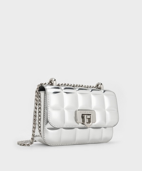 追跡★Charles&Keith チェーン キルティング ショルダーバッグ CHARLES & KEITH◇キルティング 2WAY バケットバッグ◇送料込
