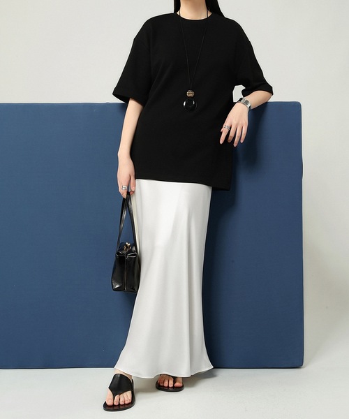 セール】ソリッドカラー サテン マーメイド ロング スカート（スカート