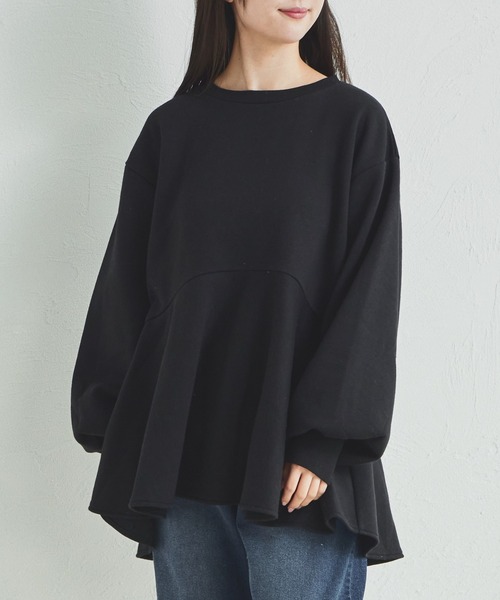 yori 裏毛ヘムフリルプルオーバー　ネイビー 中古・古着通販】YORI (ヨリ) 裏毛ヘムフリルプルオーバー