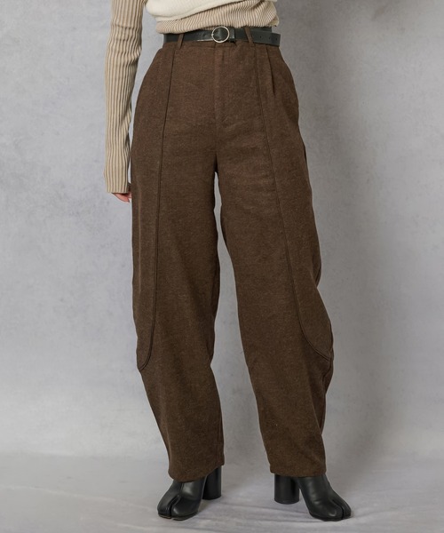 Lull（ルル）の「【Lull / ルル】セットアップ対応 / フェイクウールハイウエストカーブパンツ（その他パンツ・レディース・ブラック/チャコール/ブラウン・ONESIZE）」の15枚目の写真