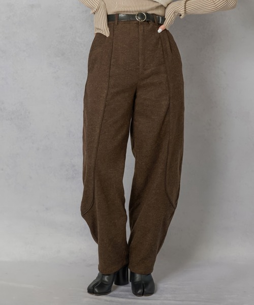 Lull（ルル）の「【Lull / ルル】セットアップ対応 / フェイクウールハイウエストカーブパンツ（その他パンツ・レディース・ブラック/チャコール/ブラウン・ONESIZE）」の16枚目の写真