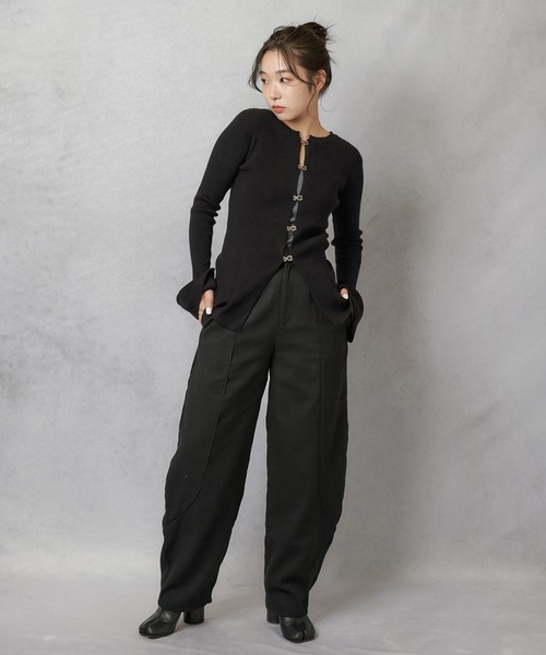 Lull（ルル）の「【Lull / ルル】セットアップ対応 / フェイクウールハイウエストカーブパンツ（その他パンツ・レディース・ブラック/チャコール/ブラウン・ONESIZE）」の9枚目の写真