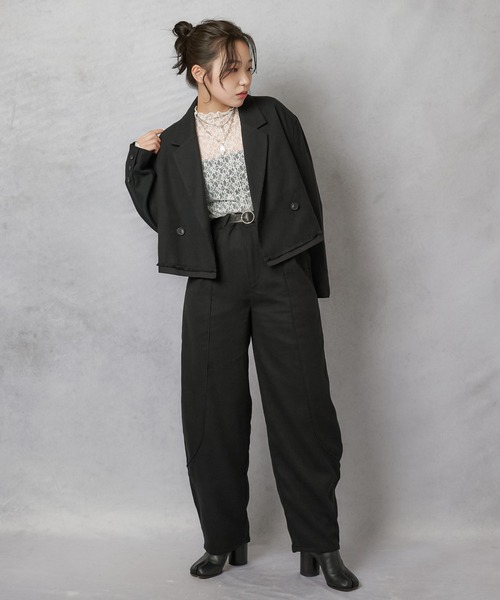 Lull（ルル）の「【Lull / ルル】セットアップ対応 / フェイクウールハイウエストカーブパンツ（その他パンツ・レディース・ブラック/チャコール/ブラウン・ONESIZE）」の11枚目の写真