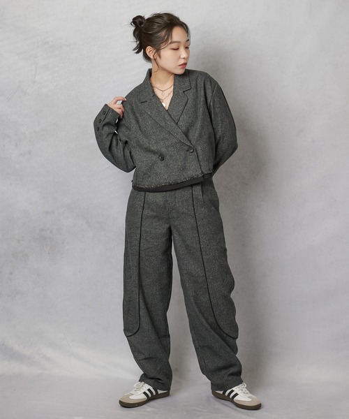 Lull（ルル）の「【Lull / ルル】セットアップ対応 / フェイクウールハイウエストカーブパンツ（その他パンツ・レディース・ブラック/チャコール/ブラウン・ONESIZE）」の13枚目の写真