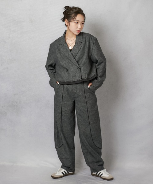 Lull（ルル）の「【Lull / ルル】セットアップ対応 / フェイクウールハイウエストカーブパンツ（その他パンツ・レディース・ブラック/チャコール/ブラウン・ONESIZE）」の14枚目の写真