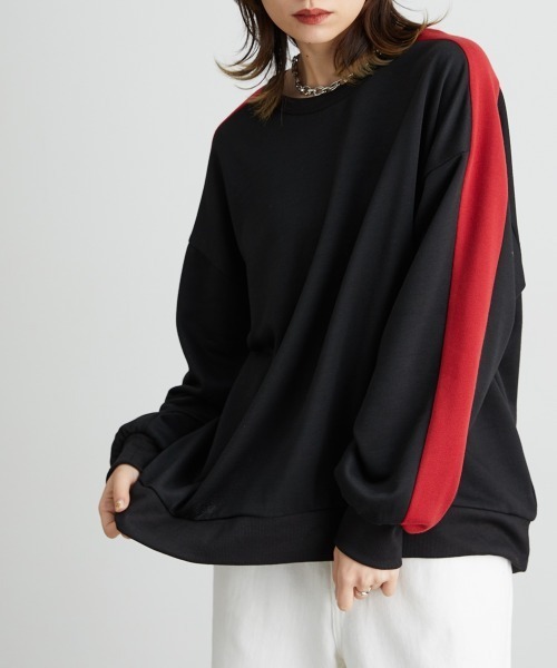 Soiunique（スワユニーク）の「ショルダーラインオーバーサイズプルオーバー ［Soiunique］（Tシャツ/カットソー・レディース・杢グレー/ブラック・LL/M/L）」の9枚目の写真