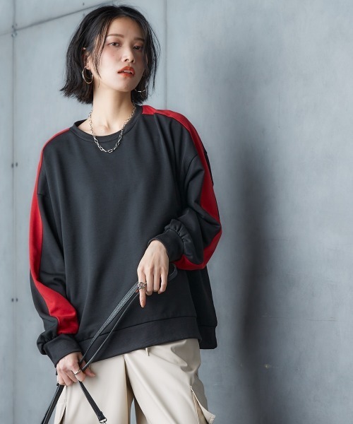 Soiunique（スワユニーク）の「ショルダーラインオーバーサイズプルオーバー ［Soiunique］（Tシャツ/カットソー・レディース・杢グレー/ブラック・LL/M/L）」の7枚目の写真