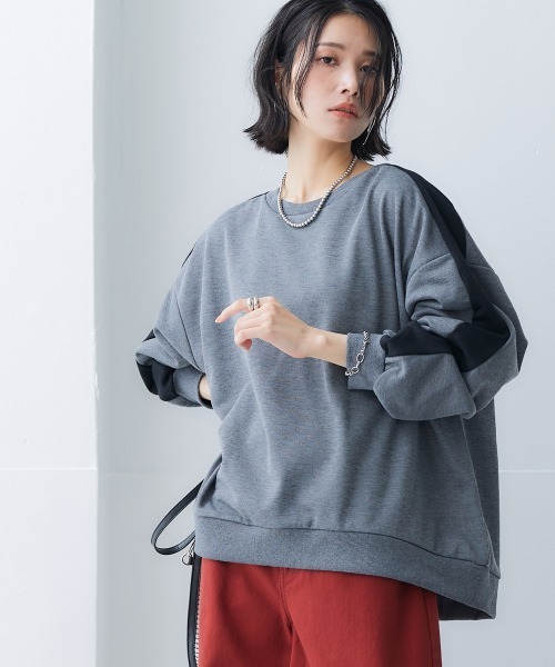 Soiunique（スワユニーク）の「ショルダーラインオーバーサイズプルオーバー ［Soiunique］（Tシャツ/カットソー・レディース・杢グレー/ブラック・LL/M/L）」の5枚目の写真