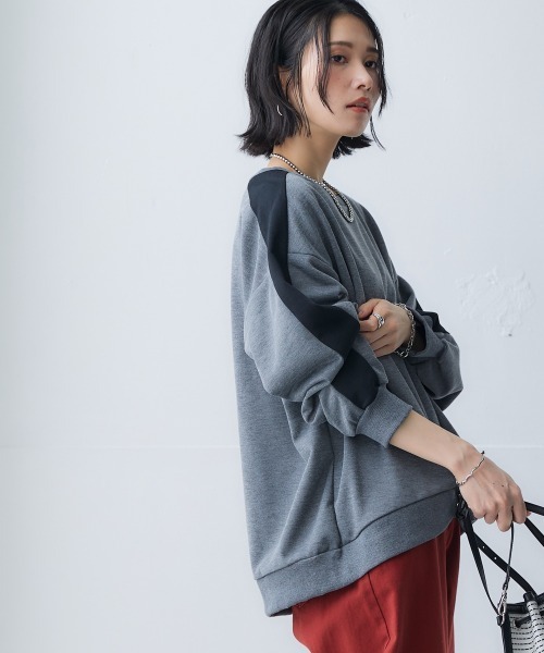 Soiunique（スワユニーク）の「ショルダーラインオーバーサイズプルオーバー ［Soiunique］（Tシャツ/カットソー・レディース・杢グレー/ブラック・LL/M/L）」の4枚目の写真