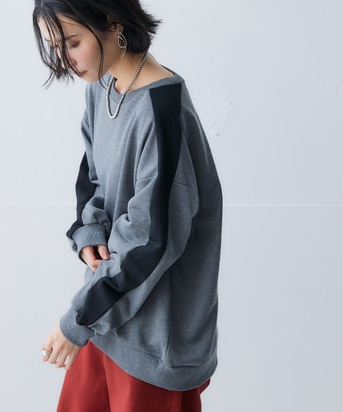 Soiunique（スワユニーク）の「ショルダーラインオーバーサイズプルオーバー ［Soiunique］（Tシャツ/カットソー・レディース・杢グレー/ブラック・LL/M/L）」の3枚目の写真