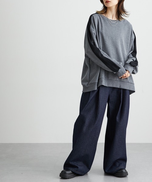 Soiunique（スワユニーク）の「ショルダーラインオーバーサイズプルオーバー ［Soiunique］（Tシャツ/カットソー・レディース・杢グレー/ブラック・LL/M/L）」の18枚目の写真