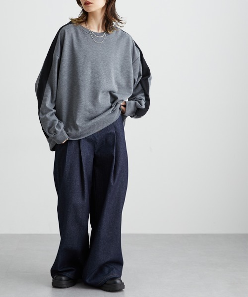 Soiunique（スワユニーク）の「ショルダーラインオーバーサイズプルオーバー ［Soiunique］（Tシャツ/カットソー・レディース・杢グレー/ブラック・LL/M/L）」の17枚目の写真