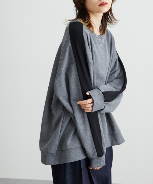 Soiunique（スワユニーク）の「ショルダーラインオーバーサイズプルオーバー ［Soiunique］（Tシャツ/カットソー・レディース・杢グレー/ブラック・LL/M/L）」の16枚目の写真