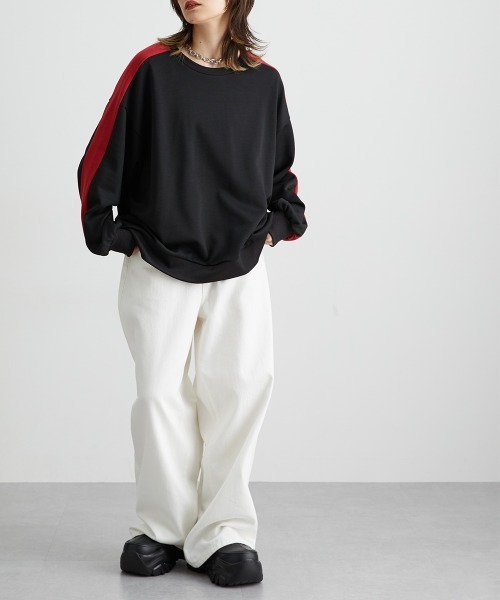 Soiunique（スワユニーク）の「ショルダーラインオーバーサイズプルオーバー ［Soiunique］（Tシャツ/カットソー・レディース・杢グレー/ブラック・LL/M/L）」の14枚目の写真