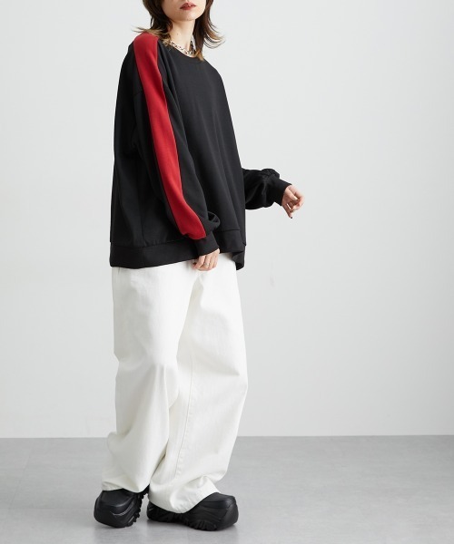 Soiunique（スワユニーク）の「ショルダーラインオーバーサイズプルオーバー ［Soiunique］（Tシャツ/カットソー・レディース・杢グレー/ブラック・LL/M/L）」の12枚目の写真