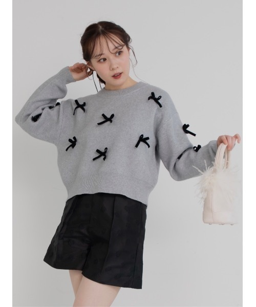 jumelle（ジュメロ）の「velour ribbon knit（ニット/セーター・レディース・グレー/アイボリー・MEDIUM）」の14枚目の写真