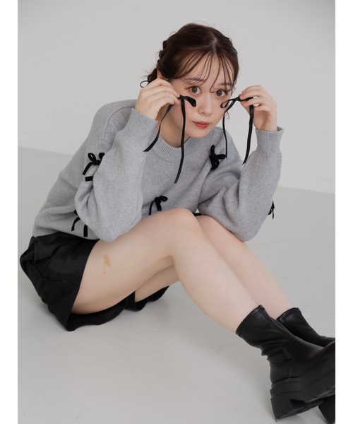 jumelle（ジュメロ）の「velour ribbon knit（ニット/セーター・レディース・グレー/アイボリー・MEDIUM）」の18枚目の写真