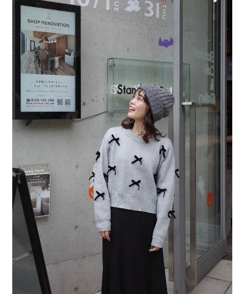 jumelle（ジュメロ）の「velour ribbon knit（ニット/セーター・レディース・グレー/アイボリー・MEDIUM）」の21枚目の写真