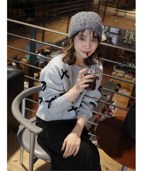 jumelle（ジュメロ）の「velour ribbon knit（ニット/セーター・レディース・グレー/アイボリー・MEDIUM）」の22枚目の写真