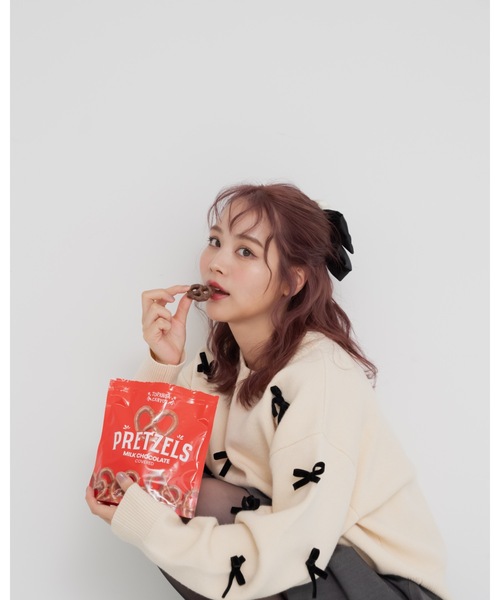 jumelle（ジュメロ）の「velour ribbon knit（ニット/セーター・レディース・グレー/アイボリー・MEDIUM）」の3枚目の写真