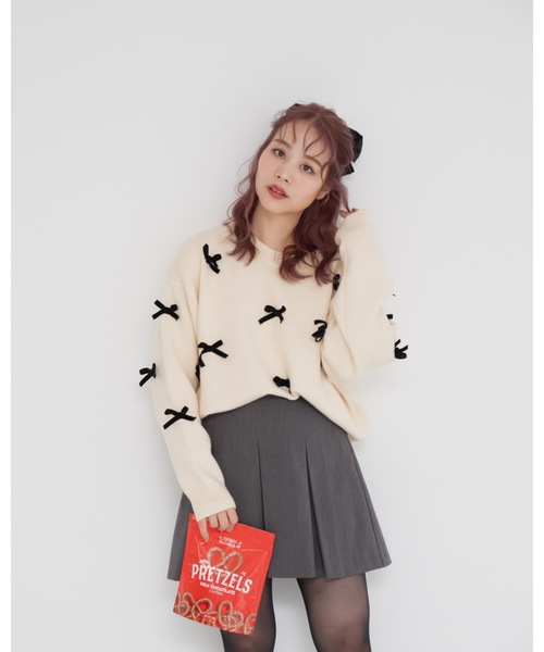 jumelle（ジュメロ）の「velour ribbon knit（ニット/セーター・レディース・グレー/アイボリー・MEDIUM）」の5枚目の写真