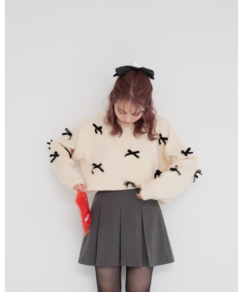 jumelle（ジュメロ）の「velour ribbon knit（ニット/セーター・レディース・グレー/アイボリー・MEDIUM）」の6枚目の写真