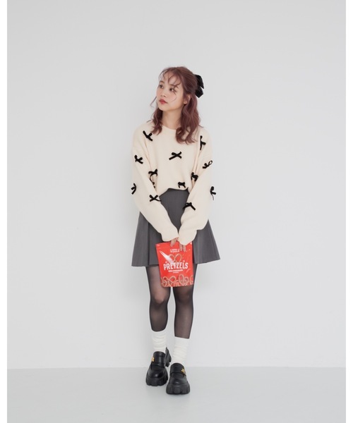 jumelle（ジュメロ）の「velour ribbon knit（ニット/セーター・レディース・グレー/アイボリー・MEDIUM）」の8枚目の写真