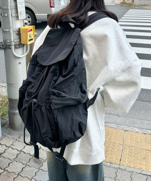 SOLLON.(ソルロン)の「【大容量】ナイロンドロストリュック(バックパック/リュック・レディース・カーキ/ブラック/アイボリー/シルバー/ブラック系その他/ライトブルー/ピンク・FREE)」の15枚目の写真