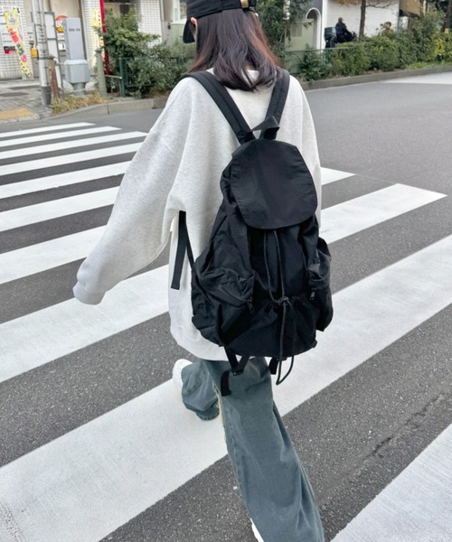 SOLLON.(ソルロン)の「【大容量】ナイロンドロストリュック(バックパック/リュック・レディース・カーキ/ブラック/アイボリー/シルバー/ブラック系その他/ライトブルー/ピンク・FREE)」の16枚目の写真