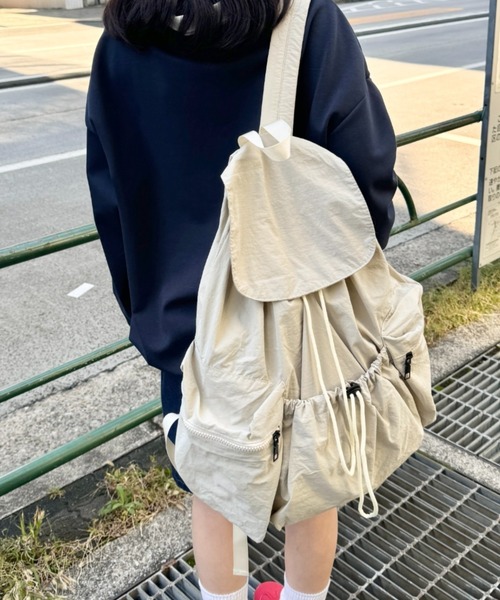 SOLLON.(ソルロン)の「【大容量】ナイロンドロストリュック(バックパック/リュック・レディース・カーキ/ブラック/アイボリー/シルバー/ブラック系その他/ライトブルー/ピンク・FREE)」の20枚目の写真
