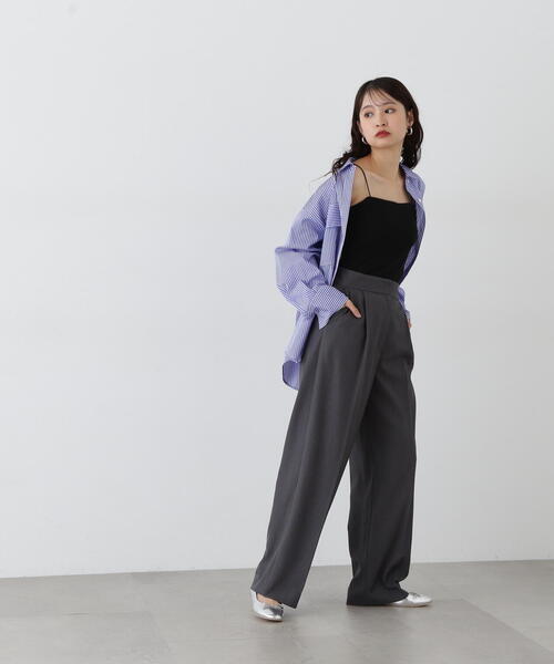 N.(N. Natural Beauty Basic)(エヌエヌナチュラルビューティーベーシック)の「カップツキテレコキャミソール(キャミソール・レディース・ブラック/オフホワイト/ブラウン・MEDIUM)」の7枚目の写真