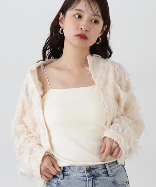 N.(N. Natural Beauty Basic)(エヌエヌナチュラルビューティーベーシック)の「カップツキテレコキャミソール(キャミソール・レディース・ブラック/オフホワイト/ブラウン・MEDIUM)」の12枚目の写真