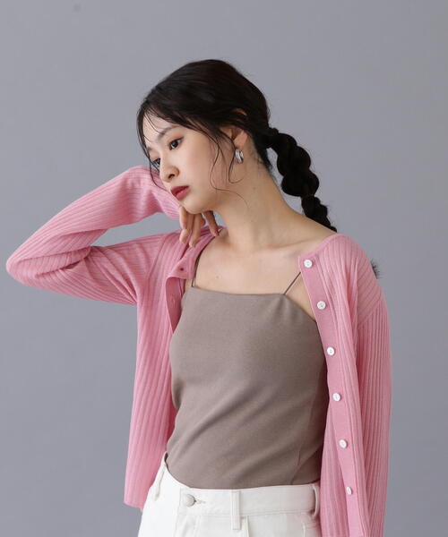 N.(N. Natural Beauty Basic)(エヌエヌナチュラルビューティーベーシック)の「カップツキテレコキャミソール(キャミソール・レディース・ブラック/オフホワイト/ブラウン・MEDIUM)」の18枚目の写真