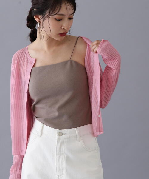 N.(N. Natural Beauty Basic)(エヌエヌナチュラルビューティーベーシック)の「カップツキテレコキャミソール(キャミソール・レディース・ブラック/オフホワイト/ブラウン・MEDIUM)」の1枚目の写真