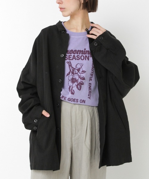 RNA-N（アールエヌエーエヌ）の「J2137 チビエリワークジャケット（その他アウター・レディース・キナリ/ブラック/カーキ・FREE）」の2枚目の写真