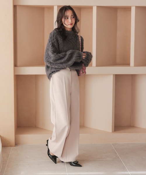 KOBE LETTUCE(コウベレタス)の「シャギーニットトップス(ニット/セーター・レディース・ブルー/チャコール/イエロー/レッド・M)」の7枚目の写真