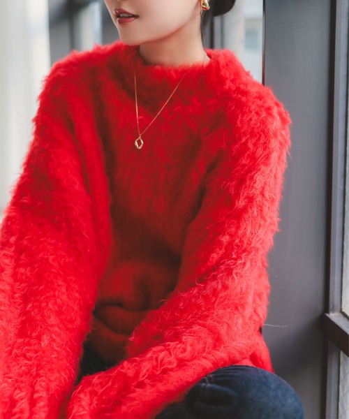 KOBE LETTUCE(コウベレタス)の「シャギーニットトップス(ニット/セーター・レディース・ブルー/チャコール/イエロー/レッド・M)」の10枚目の写真