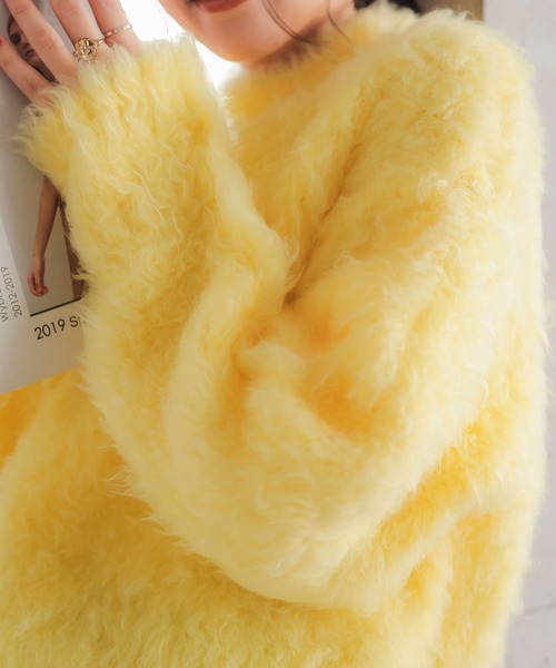 KOBE LETTUCE(コウベレタス)の「シャギーニットトップス(ニット/セーター・レディース・ブルー/チャコール/イエロー/レッド・M)」の12枚目の写真