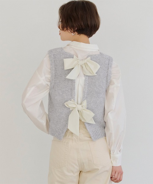 バックリボンニットベスト（ベスト）｜titivate（ティティベイト）の
