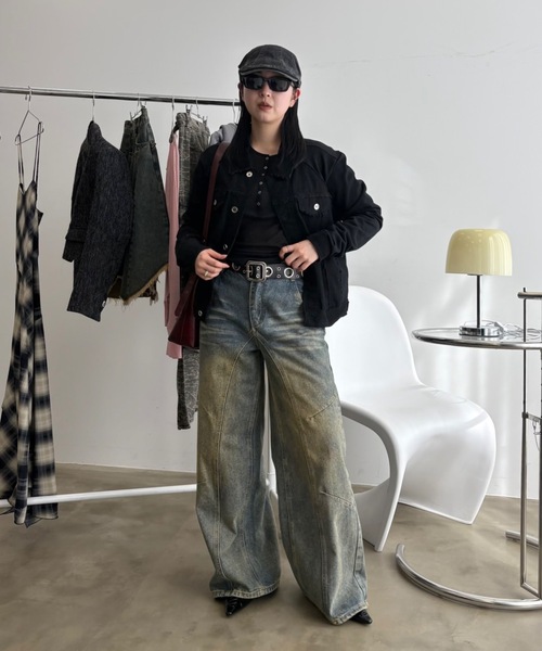 SHAGGIE（シャギー）の「カットオフ切り替え裏毛スウェットジャケット（テーラードジャケット・レディース・グレー/ブラック・FREE）」の9枚目の写真