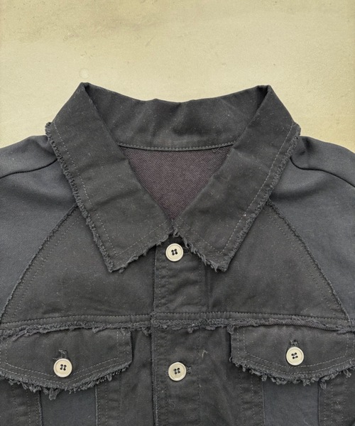 SHAGGIE（シャギー）の「カットオフ切り替え裏毛スウェットジャケット（テーラードジャケット・レディース・グレー/ブラック・FREE）」の13枚目の写真