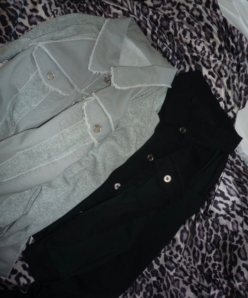 SHAGGIE（シャギー）の「カットオフ切り替え裏毛スウェットジャケット（テーラードジャケット・レディース・グレー/ブラック・FREE）」の20枚目の写真