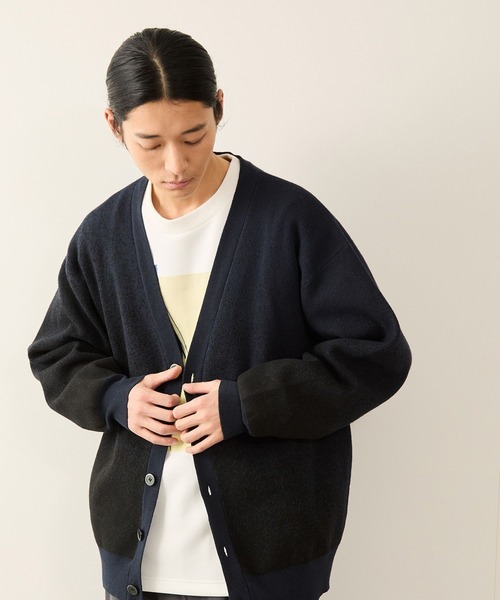JUNRED（ジュンレッド）の「フェードジャガードカーディガン（カーディガン/ボレロ・メンズ・ブラック/ブルー/グレー・S/M/L）」の2枚目の写真
