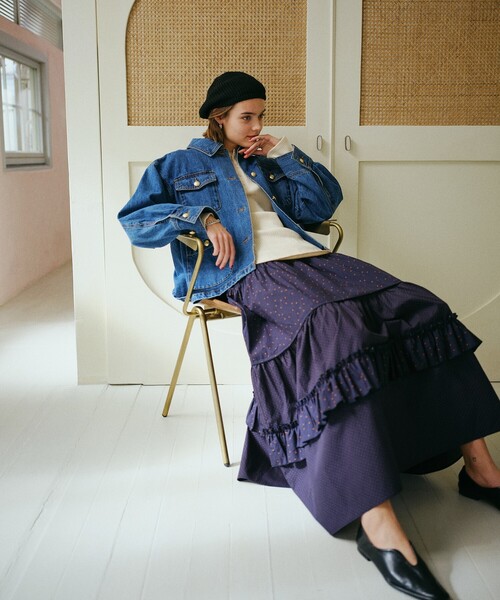 FREAK'S STORE(フリークスストア)の「ドットコンビ ティアードスカート(スカート・レディース・ブラック/レッド/ネイビー・フリ-)」の4枚目の写真