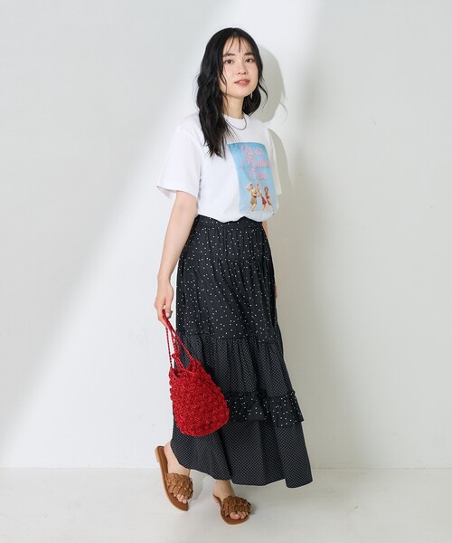 FREAK'S STORE(フリークスストア)の「ドットコンビ ティアードスカート(スカート・レディース・ブラック/レッド/ネイビー・フリ-)」の12枚目の写真
