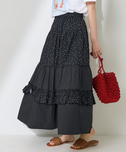 FREAK'S STORE(フリークスストア)の「ドットコンビ ティアードスカート(スカート・レディース・ブラック/レッド/ネイビー・フリ-)」の16枚目の写真