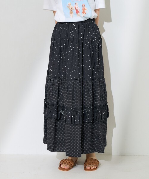 FREAK'S STORE(フリークスストア)の「ドットコンビ ティアードスカート(スカート・レディース・ブラック/レッド/ネイビー・フリ-)」の17枚目の写真